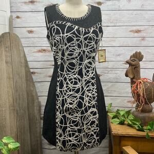 PAPARAZZI by BIZ Woolblend Black & White Dress S Winter Pick Stitch Embossed